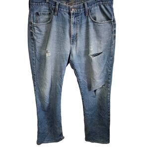 Old Navy Men's Size 38x32 Regular Straight Leg Distressed Work Jean Cotton Blend